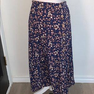 Midi navy blue floral skirt